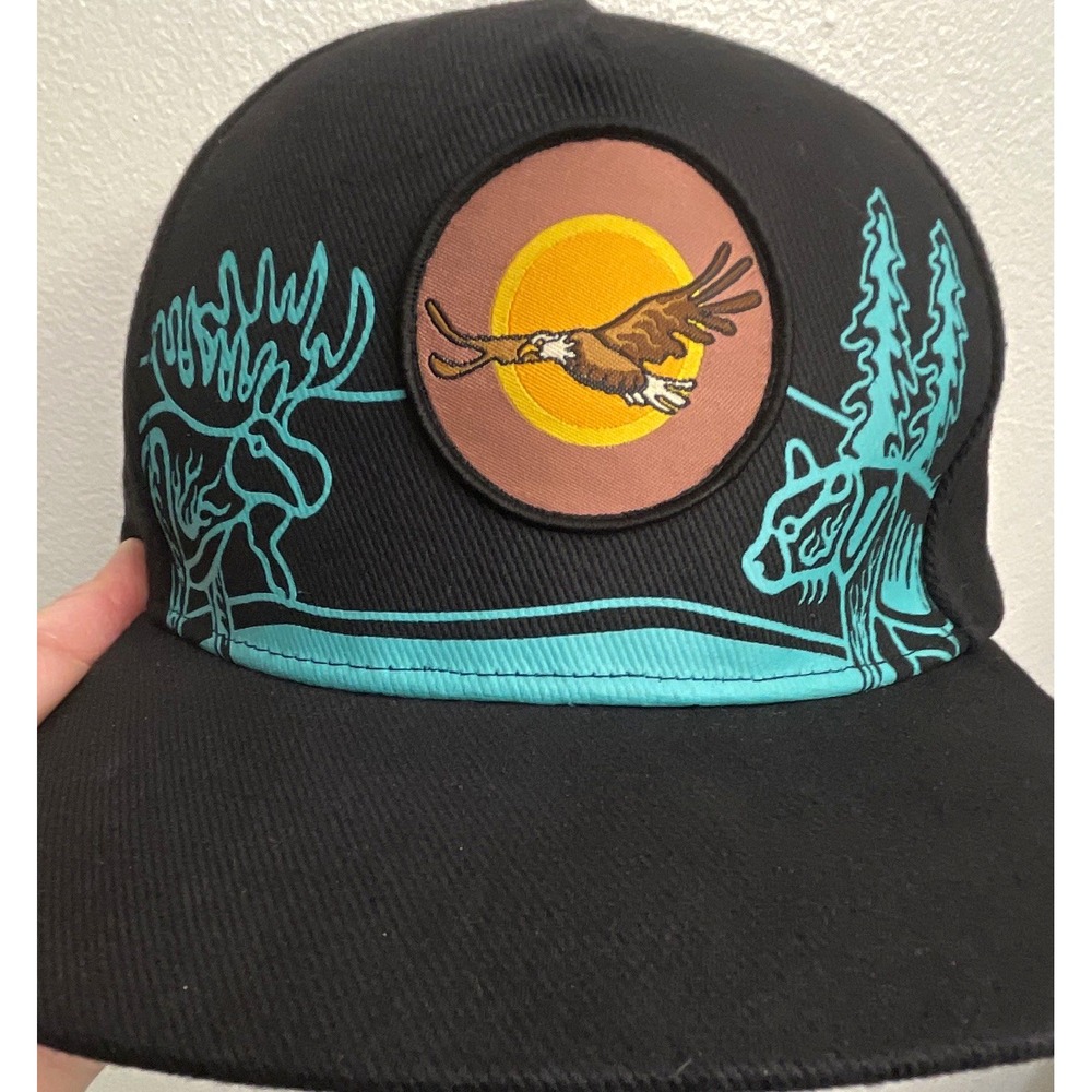 Native Northwest Snapback Hat Adjustable Black/Blue Eagle Graphic One Size